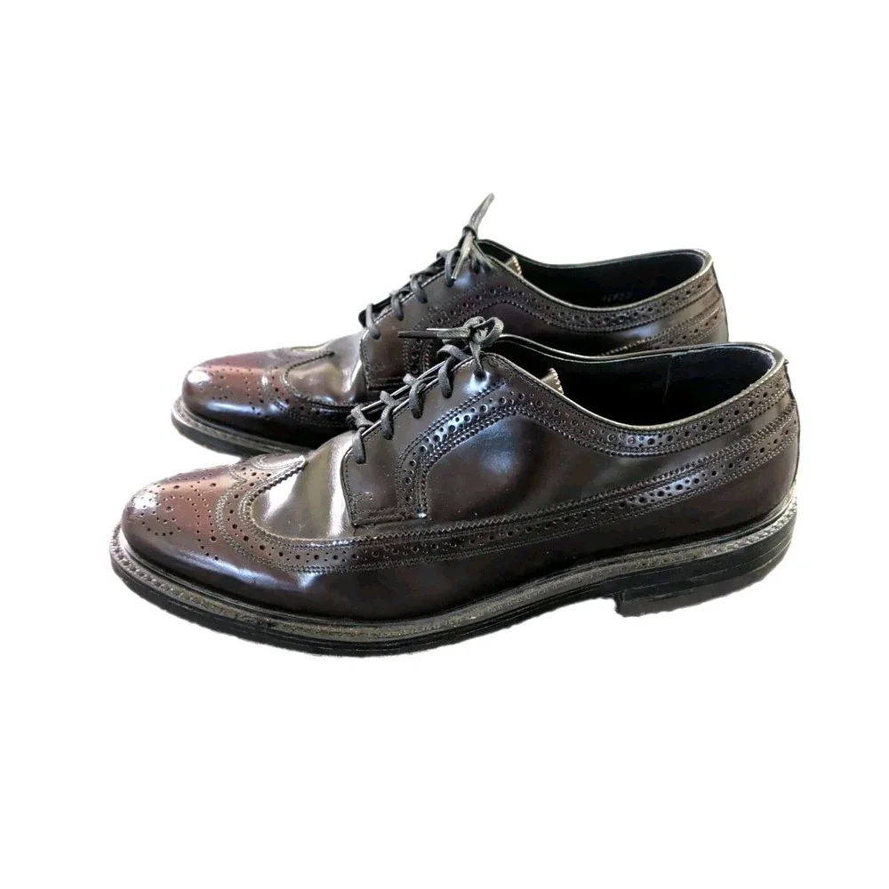 Florsheim Imperial Kenmoor Longwing Wingtip Oxford Shoes Men 12 Burgundy Leather